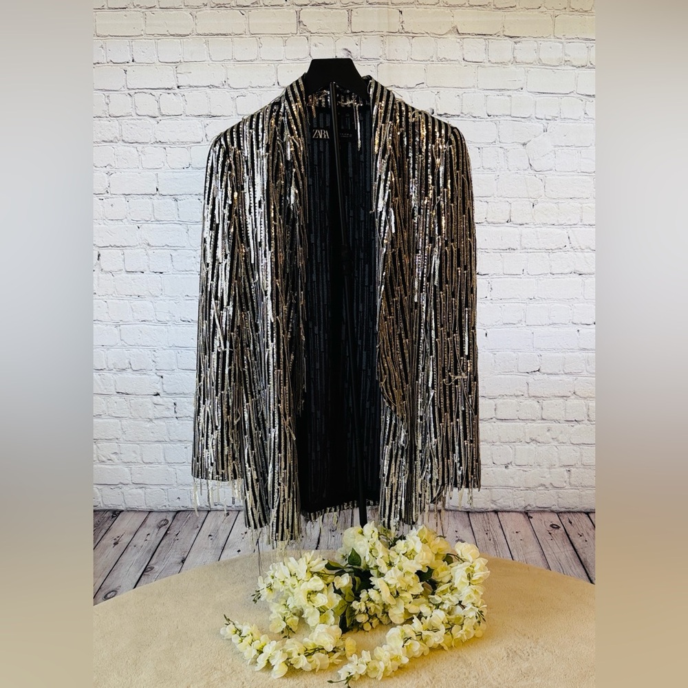 Zara Metallic Fringe Jacket